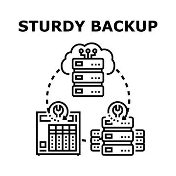 Sturdy backup and data recovery infrastructure concept Stock Illustration
