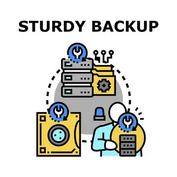 Sturdy backup system managing data storage and security Stock Illustration