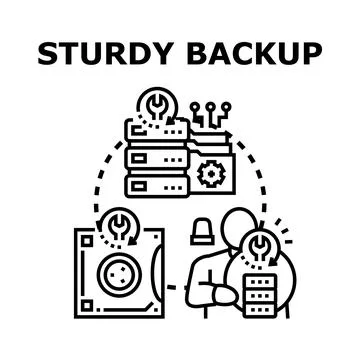 Sturdy backup system managing data storage and security Stock Illustration