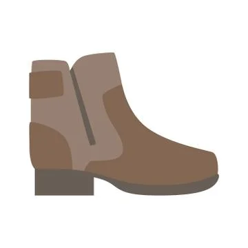 Sturdy Brown Shoe With Zip, Isolated Footwear Flat Icon, Shoes Store Assortment Stock Illustration