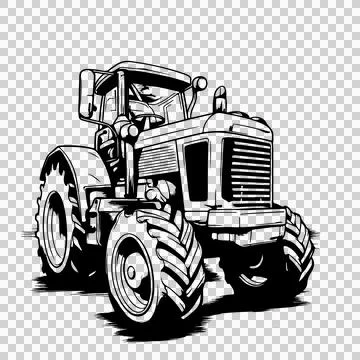 Sturdy Farm Tractor Front Perspective stationary wheels Stock Illustration