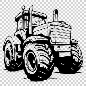 Sturdy Tractor With Large Treaded Wheels stationary exhaust Stock Illustration