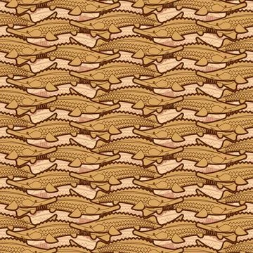 Sturgeon pattern seamless. fish background. vector texture 스톡 일러스트