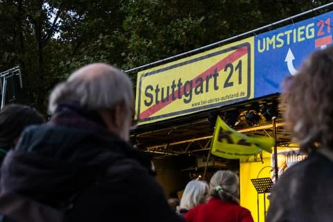 Stuttgart 21 Project Protest Expensive City Train Station Construction Crowd  Stock Photos