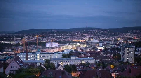 Stuttgart City (DayToNight) 2 (timelapse) Stock Footage