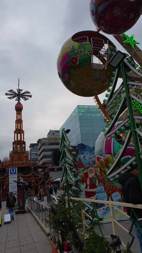 Stuttgart downtown before Christmas Stock Footage 223565767
