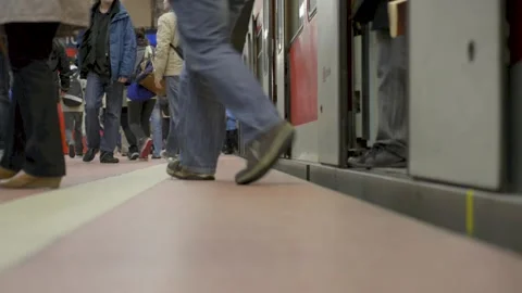 Stuttgart, Germany - 09/17/2024: Commuters walking in a busy subway Stock Footage 285171838