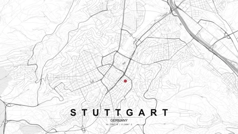 Stuttgart Germany map with red location pin Stock Footage 333699148