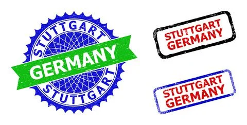 STUTTGART GERMANY Rosette and Rectangle Bicolor Stamps with Unclean Surfaces Illustrazione stock