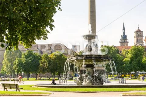 STUTTGART, GERMANY - September 15, 2016: Schlossplatz is the largest square i Stock Photos