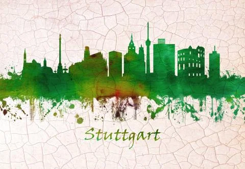 Stuttgart Germany skyline Illustrazione stock