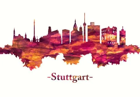 Stuttgart Germany skyline in red Stock Illustration