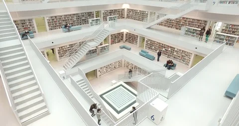 Stuttgart Library interior Stock Footage 89700931