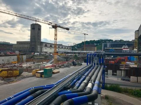 Stuttgart main station construction site Stock Photos