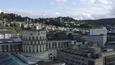 Stuttgart-Mitte Stuttgart Centre, Germany Arial Drone moving across the Vidéo 158806960