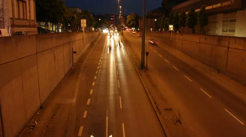 Stuttgart by Night, traffic time lapse Stock Footage 25780315