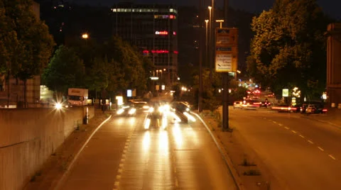 Stuttgart by Night, traffic time lapse Stock Footage 26155902