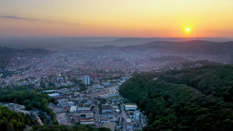Stuttgart skyline aerial view drone Видео 139746509
