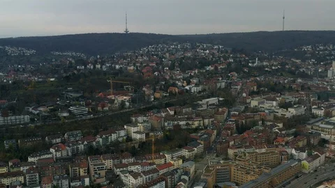 Stuttgart skyline aerial view Stock Footage 120692014