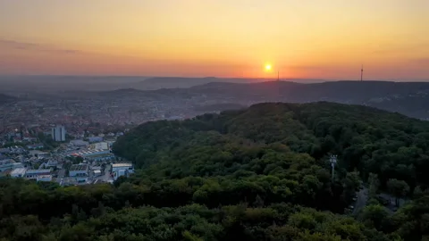 Stuttgart skyline sunrise 動画素材 139750846