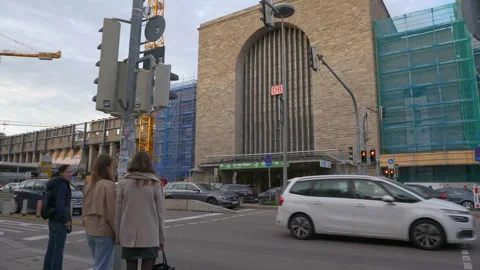 Stuttgart train station construction traffic street slow motion 4k germany Stock Footage 277645294