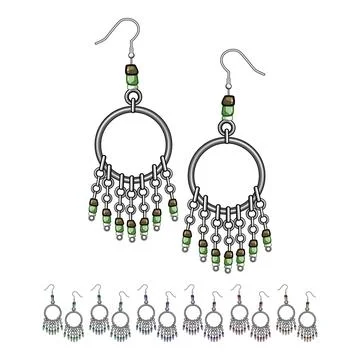 Style boho earrings cartoon vector graphic Stock Illustration