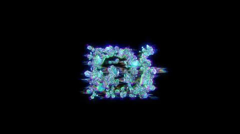 Style cybernetic blue distorted font - shekel sign on black Stock Illustration