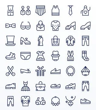 Style Design Vector Icons featuring 42 Pixel Optimized Regular Line Style 库存插图