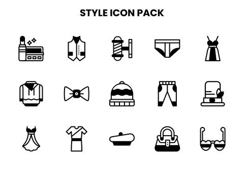 Style DuoTone Bundle Icons Pack Stock Illustration