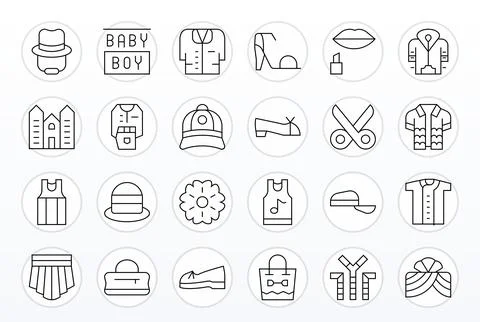 Style Essential Vector Set including 24 Pixel Optimized Thin Line 128x128 Ico Illustrazione stock