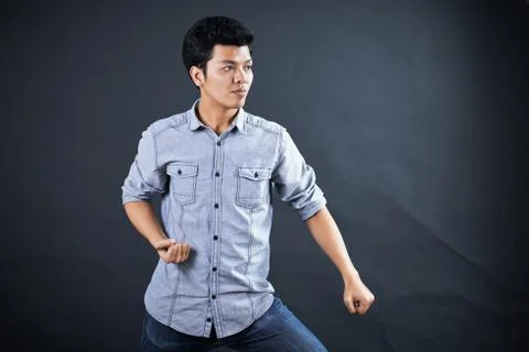 Style of fighting in the studio Stock Photos