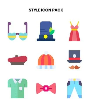 Style Flat Bundle Icons Pack 库存插图