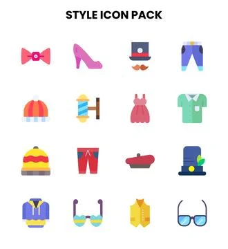 Style Flat Design Icons Pack Illustrazione stock