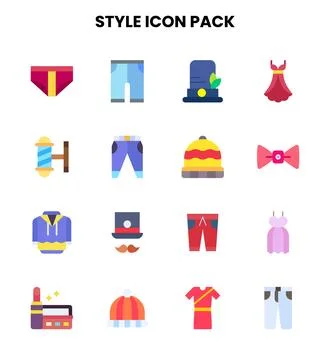 Style Flat Scalable Icons Pack Illustrazione stock