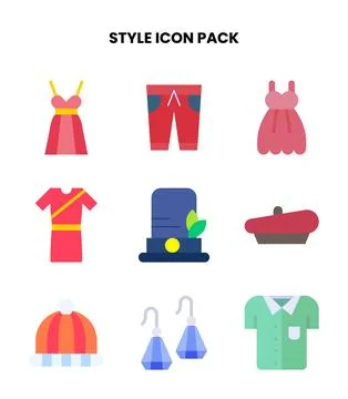 Style Flat Vector Icons Pack 库存插图