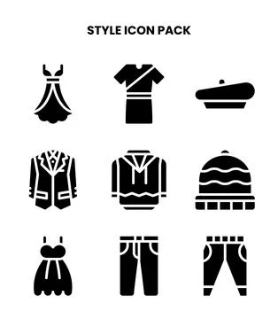Style Glyph Bundle Icons Pack Stock Illustration