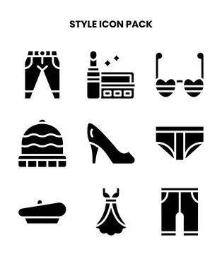 Style Glyph Collection Icons Pack 库存插图