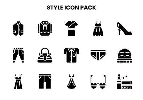 Style Glyph Graphics Icons Pack Stock Illustration