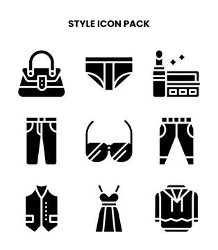 Style Glyph Graphics Icons Pack 库存插图