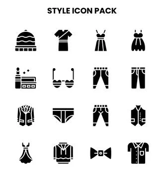 Style Glyph Icons Pack Stockillustratie