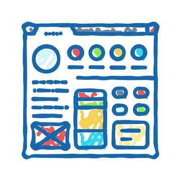Style guide ux ui design icon doodle illustration Illustrazione stock