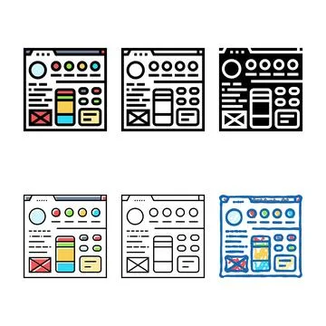 Style guide ux ui design color icon vector stylized Stock Illustration