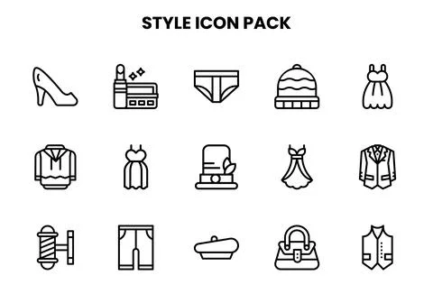 Style Line Bundle Icons Pack Stock Illustration