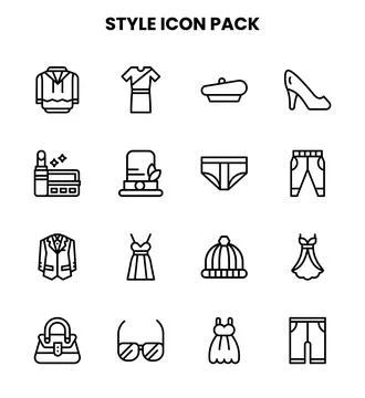 Style Line Icons Pack Stock Illustration
