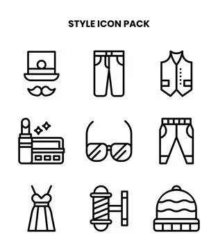 Style Line Scalable Icons Pack 스톡 일러스트