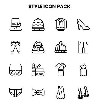 Style Line UI Icons Pack Stock Illustration