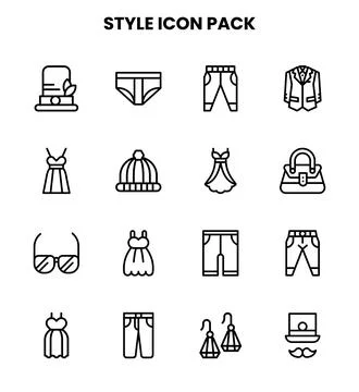 Style Line UI Icons Pack Stock Illustration