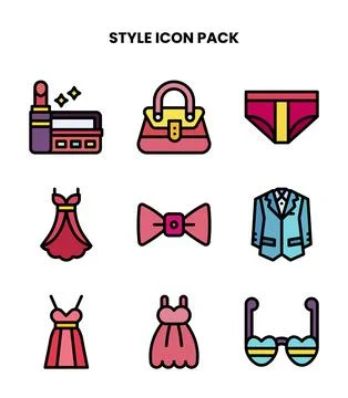 Style Lineal Color Bundle Icons Pack Illustrazione stock