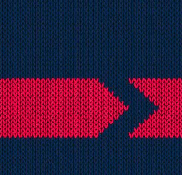 Style Seamless Blue with Red Arrow Color Knitted Pattern Stock Illustration
