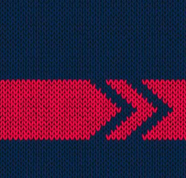 Style Seamless Blue with Red Arrow Color Knitted Pattern Stock Illustration